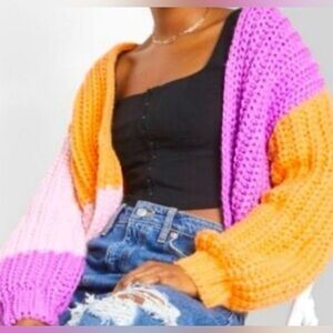 Wild Fable Pink and Orange Knit Cardigan